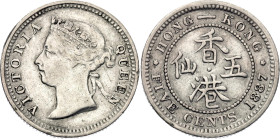 Hong Kong 5 Cents 1887
