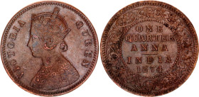British India 1/4 Anna 1874