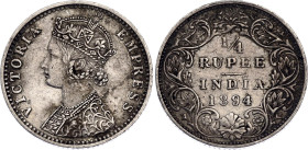 British India 1/4 Rupee 1894