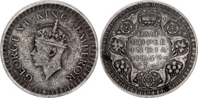 British India 1/2 Rupee 1942