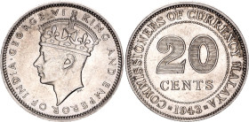 Malaya 20 Cents 1943