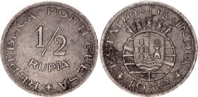 Portuguese India 1/2 Rupia 1952