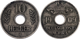 German East Africa 10 Heller 1909 J