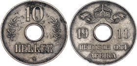 German East Africa 10 Heller 1911 A