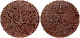 Danish West Indies 1/2 Cent / 2-1/2 Bit 1905 P GI