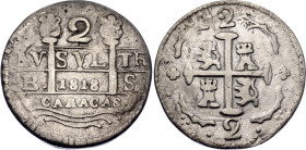 Venezuela Caracas 2 Reales 1818 BS