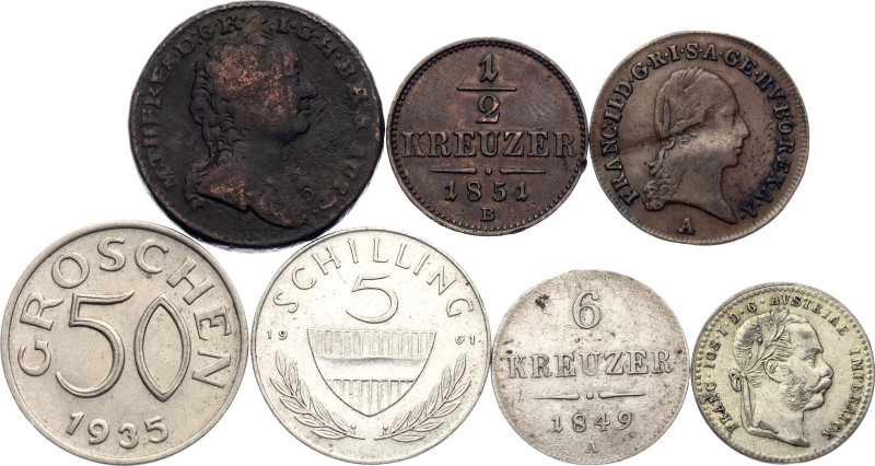 Austria Lot of 7 Coins 1762 - 1961

Various Countries, Dates & Denominations; ...