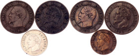 France Lot of 6 Coins 1862 -1867