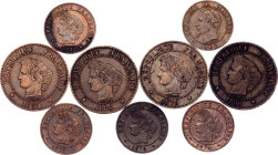 France Lot of 9 Coins 1862 -1890