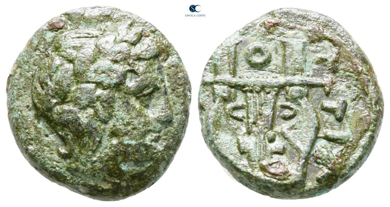Macedon. Bottiaea Emathiae circa 385-350 BC. 
Bronze Æ

15 mm, 3,73 g



...