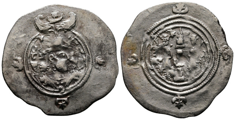 Drachm AR
Sasanian Kingdom, BYŠ (Bishapur) mint, Khusro II (591-628), Year 30 (...