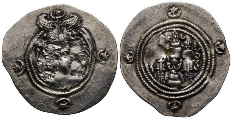 Drachm AR
Sasanian Kingdom, WYHC (Ctesiphon) mint, Khusro II (591-628)
34 mm, ...