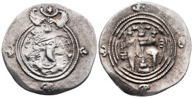 Drachm AR
Sasanian Kingdom, AY (Ērān-xvarrah-Šābuhr [Susa] mint), Khusro II (591-628), dated 6 (AD 595/596)
31 mm, 3,84 g