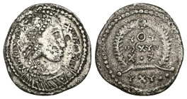 Siliqua AR
Pseudo-imperial coinage, Unattributed Germanic Tribes, Mid-to late 4th century, YIIYIIXIIXII – XIIYIIYII. Pearl-diademed, draped and cuira...