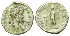 Denarius AR
Septimius Severus (193-211), Rome, Laureate head r. R/ Emperor standing l., sacrificing from patera over tripod altar and holding reverse...