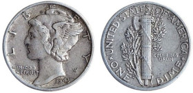 Dime AR
USA, Mercury, 1943, Silver 900/1000
18 mm, 2,50 g
KM #140