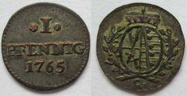 1 Pfennig AR
Friedrich August III (1763-1806), 1765 C
18 mm, 0,34 g
Schön 204