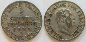 ½ Silber Groschen 1867 B