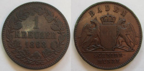 1 Kreuzer 1868 Baden
