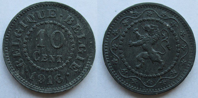 10 Cent Zn
Belgium 1916