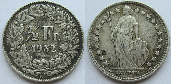 1/2 Frank AR
Switzerland, 1932