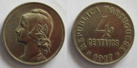 Portugal, 4 Centavos, 1917