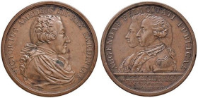 Vittorio Amedeo III (1773-1796) Medaglia 1789 matrimonio di Vittorio Emanuele I con Maria Teresa d’Austria - Opus: Lavy AE (g 41,95 - Ø 46 mm) Qualche...