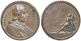 Benedetto XIV (1740-1758) Medaglia 1756 A. XVI Prosperità del Commercio di Civitavecchia Opus: Ottone Hamerani Modesti I, 234 - Bartolotti n. 756 AE (...