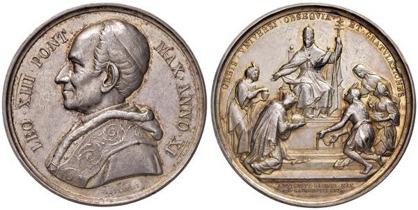 Leone XIII (1878-1903) Medaglia A. XI - Opus: Bianchi - AG (g 36,14 - Ø 43 mm) C...