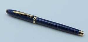 Cross -Penna stilografica- Corpo in bellissima resina blu lievemente maculata bi...