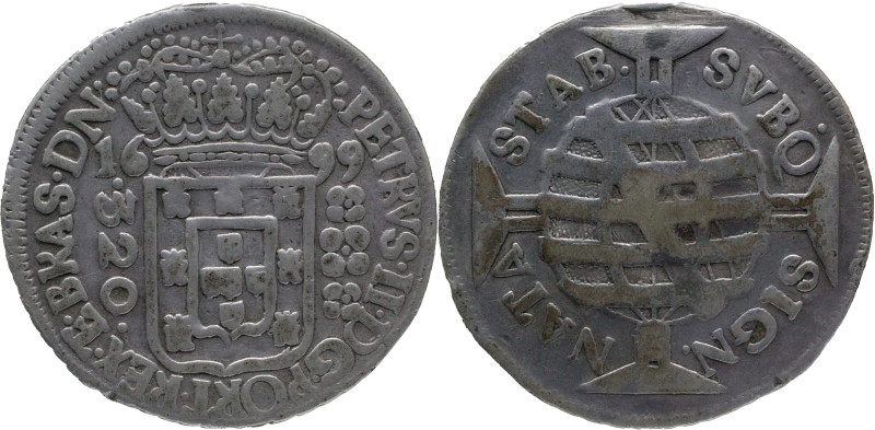 Brazil
D. Pedro II - AR 320 Réis Rio de Janeiro 1699
AG: 20.01 8,80g
Good Fin...