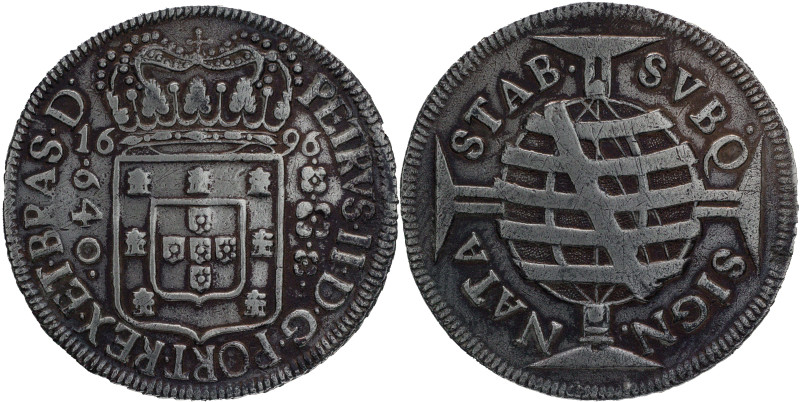 Brazil
D. Pedro II - AR 640 Réis Bahia Small Crown 1696
AG: 22.01 18,90g
Fine...
