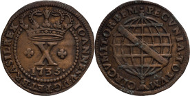 Brazil
D. João V - Ae X Réis Lisboa 1735
AG: 04.01 9,16g
Good Fine

Brazil
D. João V - Ae X Réis Lisboa 1735
AG: 04.01 9,16g
BC+