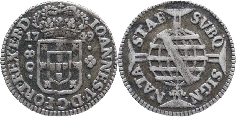 Brazil
D. João V - 80 RéisLisboa 1749
AG: 18.01 2,37g
Very Fine

Brazil
D....