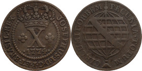 Brazil
D. José I - Ae X Réis Lisboa 1774
AG: 08.03 7,39g
Good Fine 

Brazil
D. José I - Ae X Réis Lisboa 1774
AG: 08.03 7,39g
BC+
