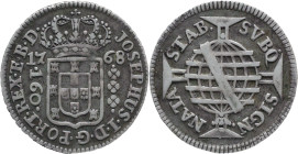 Brazil
D. José I - AR 160 Réis Lisboa 1768
AG: 35.02 4,38g
Good Very Fine

Brazil
D. José I - AR 160 Réis Lisboa 1768
AG: 35.02 4,38g
MBC+