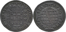 Brazil
D. José I - AR 320 Réis Lisboa 1756
AG: 43.03 8,36g
Very Fine 

Brazil
D. José I - AR 320 Réis Lisboa 1756
AG: 43.03 8,36g
MBC-