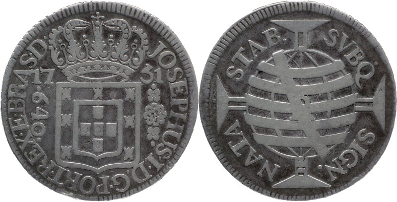 Brazil
D. José I - AR 640 Réis Rio de Janeiro 1751
AG: 56.03 18,80g
Very Fine...