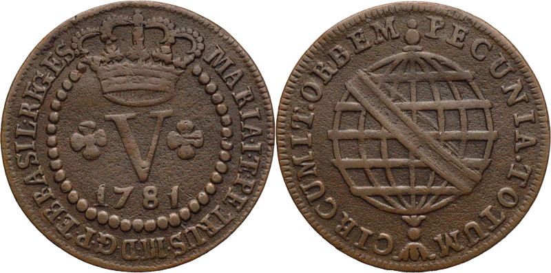 Brazil
D. Maria I e Pedro III - Ae V Réis Lisboa 1781
AG: 01.03 3,71g
Verry F...
