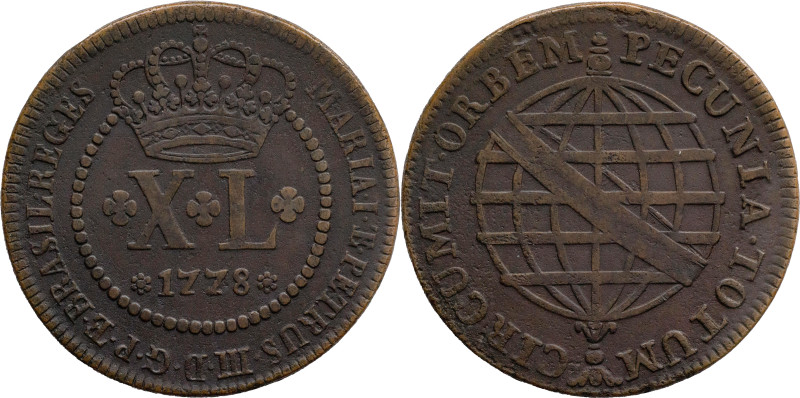 Brazil
D. Maria I e Pedro III - Ae XL Réis Lisboa 1778
AG: 08.01 29,28g
Good ...