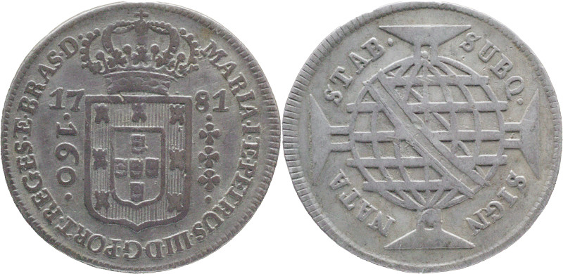 Brazil
D. Maria I e Pedro III - AR 160 Réis Lisboa 1781
AG: 10.04 4,21g
Very ...