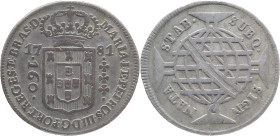 Brazil
D. Maria I e Pedro III - AR 160 Réis Lisboa 1781
AG: 10.04 4,21g
Very Fine

Brazil
D. Maria I e Pedro III - AR 160 Réis Lisboa 1781
AG: ...