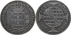 Brazil
D. Maria I e Pedro III - AR 320 Réis Lisboa 1786
AG: 15.07 8,62g
Very Fine

Brazil
D. Maria I e Pedro III - AR 320 Réis Lisboa 1786
AG: ...