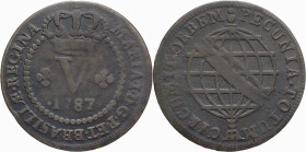 Brazil
D. Maria I - Ae V Réis Lisboa 1787
AG: 01.03 3,24g
Good Fine 

Brazil
D. Maria I - Ae V Réis Lisboa 1787
AG: 01.03 3,24g
BC+