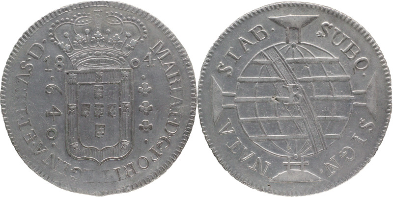 Brazil
D. Maria I - AR 640 Réis Bahia 1804
AG: 22.09 19,12g
Fine

Brazil
D...