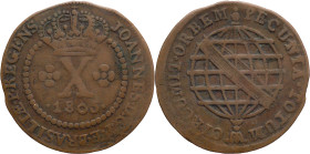 Brazil
D. João P.R. - Ae X Réis Lisboa 1805
AG: 01.03 4,47g
Fine

Brazil
D. João P.R. - Ae X Réis Lisboa 1805
AG: 01.03 4,47g
BC