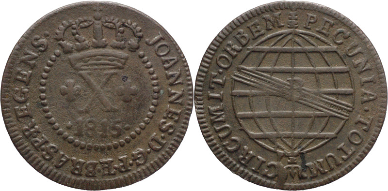Brazil
D. João P.R. - Ae X Réis Bahia 1815
AG: 04.01 3,98g
Very Fine

Brazi...