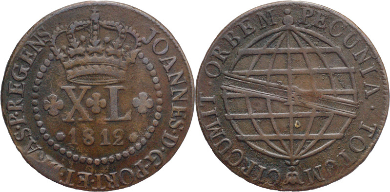 Brazil
D. João P.R. - Ae XL Réis Rio de Janeiro 1812
AG: 13.01 13,66g
Very Fi...