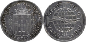 Brazil
D. João P.R. - AR 320 Réis Rio de Janeiro 1812
Restruck over portuguese half cruzado - Rare
AG: 23.02 6,63g
Very Fine

Brazil
D. João P....