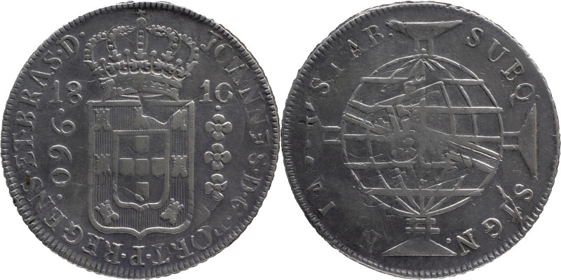 Brazil
D. João P.R. - AR 960 Réis Rio de Janeiro 1810
Restruck over 8 reales o...